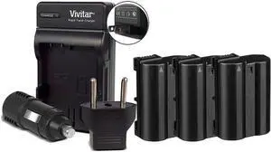 3x Vivitar Replacement Rechargeable Battery for Nikon EN-EL15c + MH-25 Replacement Battery Charger