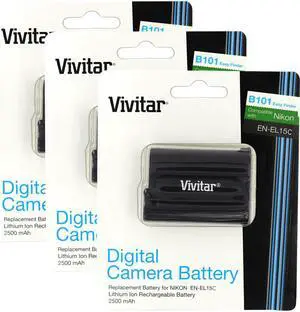 3x Vivitar VIV-NB-EL15C Replacement Rechargeable Lithium-Ion Battery for Nikon EN-EL15c
