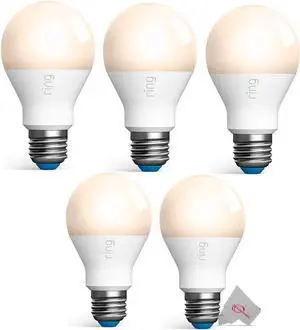 5x Ring A19 Smart LED Light Bulb Dimmable 800 Brightness Lumens Indoor / Outdoor Use