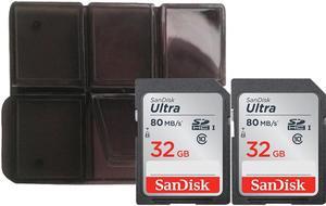2x SanDisk 32GB Ultra SDHC UHS-I Memory Card with Memory Card Holder