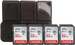 4x SanDisk 32GB Ultra SDHC UHS-I Memory Card with Memory Card Holder