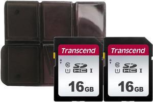 2x Transcend TS16GSDC300S 16GB UHS-I U1 Memory Card with Memory Card Holder