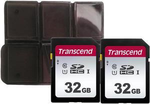 2x Transcend 32GB SDXC/SDHC 300S Memory Card TS32GSDC300S with Memory Card Holder