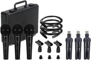 Behringer XM1800S Dynamic Vocal & Instrument Microphone (3-pack) + 3x Pig Hog 8mm XLR Microphone Cable + Tabletop Tripod