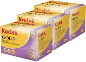 3 Units Kodak GOLD 200 Color Negative Film 35mm Roll Film, 24 Exposures