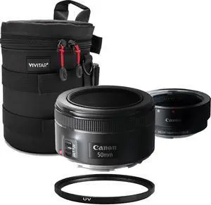 Canon EF 50mm f/1.8 STM Lens with EF-M Adapter for Canon EOS M50 M200 M3 M6