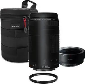 Canon EF 75-300mm f/4.0-5.6 III Lens with EF-M Adapter for Canon EOS M50 M200 M3 M6