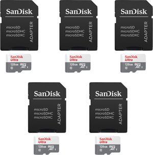5 Packs SanDisk 128GB Ultra UHS-I microSDHC Memory Card with SD Adapter