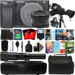 Sony Alpha a6400 Mirrorless Digital Camera + 16-50mm Lens & 500mm Lens Accessory Kit