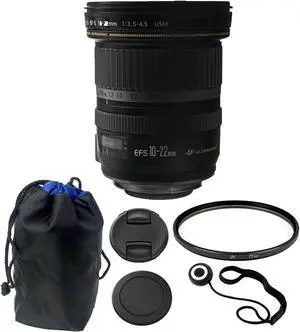 Canon EF-S 10-22mm f/3.5-4.5 USM Lens + 77mm UV Filter + Lens Cap Holder + Pouch