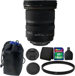Canon EF-S 10-22mm f/3.5-4.5 USM Lens with 8GB Accessory Bundle for Canon