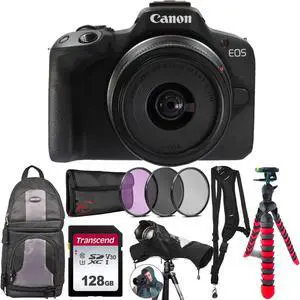 Canon EOS R50 Mirrorless Camera with 18-45mm Lens Travelers Favorite Bundle