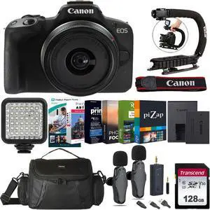 Canon EOS R50 Mirrorless Camera with 18-45mm Lens All Inclusive Professional Video Podcasting Kit