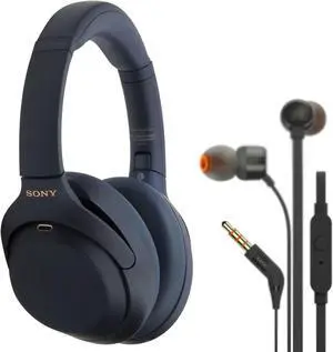 Sony WH-1000XM4 Wireless  Over-the-Ear Headphones Blue with Google Assistant and Alexa and JBL T110 in Ear Headphones