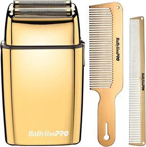 Babyliss Pro Foil FX02 FXFS2G Metal Double Foil Shaver with Babyliss Pro GoldFX Metal Comb Set