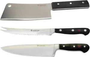 Wusthof Classic 7" Hollow Edge Santoku with 5" Fork Tipped Tomato and 8" Chef's Knife