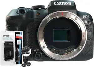 Canon EOS R10 Mirrorless Digital Camera Body Black with Replacement Battery and Charger