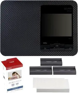 Canon SELPHY CP1500 Compact Photo Printer (Black) with KP-108IN Selphy Color Ink 4x6 Paper Set 3115B001