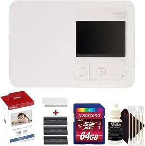 Canon SELPHY CP1500 Compact Photo Printer (White) with KP-108IN Selphy Color Ink Accessory Kit