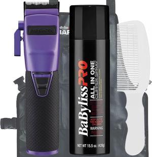 BaByliss Pro FX870 PI BOOST+ Influencer Collection Frank Da Barber Cordless Clipper - Purple Barber Accessory Bundle