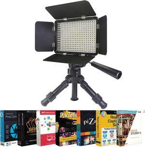 Ultra Slim High-Intensity Dimmable LED Light Panel 5000 Lux Output with 12-Inch Calapsible Pan Tilt Tripod and Photo Video Editing Software for Photographers and Creators