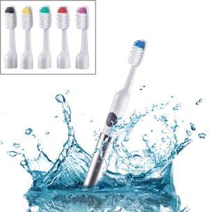 Vivitar Ultrasonic IPX7 Waterproof Electric Toothbrush with Pulsating Head and Germ Protection, 6 Heads Included