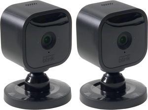 2x Blink Mini Compact Indoor Plug-In Smart Security Camera 1080p Video Night Vision (Black)