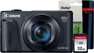 Canon PowerShot SX740 Wi-Fi Digital Camera Black with Replacement Battery and 32GB Memory Card