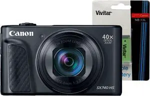 Canon PowerShot SX740 Bluetooth Wi-fi Digital Camera Black with Replacement Battery