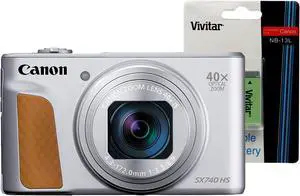 Canon PowerShot SX740 Bluetooth Wi-fi Digital Camera Silver with Replacement Battery
