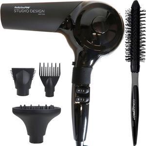 BaByliss Pro Studio Design Series Sensor 1875 Watt Hair Dryer #BCI800UC with Conair Pro Ergo-Grip Small Round Pin Brush