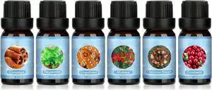 Fragrance Oils Set, Premium Essential Oils Gift Set for Diffuser, Natural Scented Oils for Soap Candle Making - Cinnamon, Gingerbread, Mistletoe, Peppermint, Cranberry, Christmas Wreath