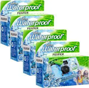 Fujifilm QuickSnap 800 Waterproof One-Time Use Disposable 35mm Camera - 27 Exposures -4 Pack