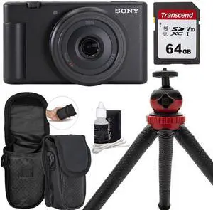 Sony ZV-1F Vlogging Camera for Content Creators and Vloggers (Black) with 64GB Memory Padded Compact Case Best Starter Kit