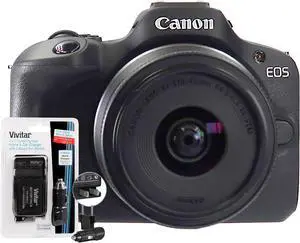 Canon EOS R100 Mirrorless Camera with RF-S 18-45mm IS STM Lens and Replacement Battery & Charger