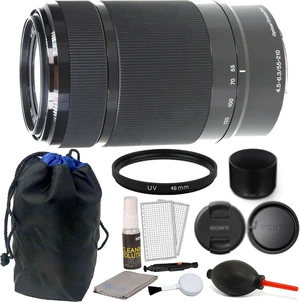Sony 55-210mm F4.5-6.3 OSS E-Mount Telephoto Lens DSLR Cameras (Black) + 49mm UV Filter + Pouch + Dust Blower + 5pc Cleaning Kit Sony 55-210mm F4.5-6.3 OSS E-Mount Telephoto Lens DSLR Cameras (Black) + 49mm UV Filter + Pouch + Dust Blower + 5pc Cleaning Kit