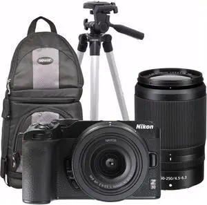 Nikon Z30 Mirrorless Camera with 16-50mm and 50-250mm Lenses (Black) + DSLR Sling Backpack + Professional Tripod