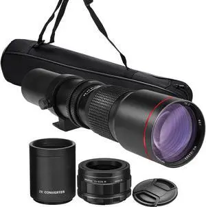 Bower 500mm/1000mm f/8 Manual Super Telephoto Lens for Canon EOS R100 R10 R50 R6 R7 EOS R RP