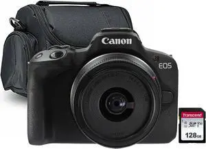 Canon EOS R50 Mirrorless Camera with RF-S 18-45mm f/4.5-6.3 IS STM Lens and Transcend SDXC 128GB Memory Card + Camera Case
