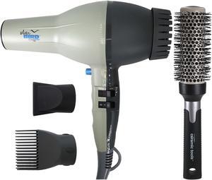 Conair Pro SilverBird Blow Dryer with Straightening Pic and Concentrator Nozzle + Conair Pro Ceramic Tools Round Brush 2"