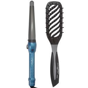 BaByliss Pro Nano Titanium Conicurl Iron 1   BNT125TB with Conair Pro ErgoGrip Vented Brush