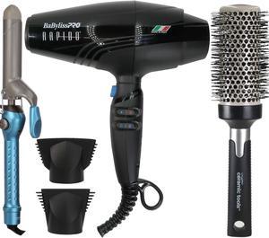 BaByliss Pro Rapido Nano Titanium Italian Performance Hair Dryer BRAP1  Nano Titanium 1 14 Spring Curling Iron BNT125S  ConairPro Round Brush 2