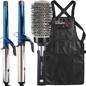 BaByliss Pro Nano Titanium Extended Barrel Curling Iron 1 BNTW100XLUC with Extended Barrel Curling Iron 1 BNTW125XLUC and Barber Apron  Round Brush 2