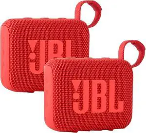 JBL Go 4 Portable Wireless Bluetooth Speaker (Red) - 2 Count