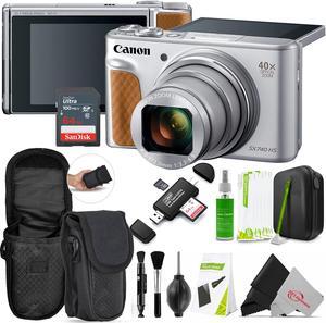 Canon PowerShot SX740 Digital Camera w/40x Optical Zoom & 3" Tilt LCD - 4K VIdeo, Wi-Fi, NFC, Bluetooth (Silver) Top Accessory Bundle