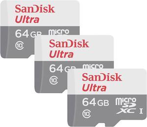 SanDisk Ultra 64GB microSDXC Memory Card UHS-1 Upto 100 MB/s Class 10 Full HD Video with SD Adapter- x3