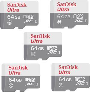 SanDisk Ultra 64GB microSDXC Memory Card UHS-1 Upto 100 MB/s Class 10 Full HD Video with SD Adapter- x5