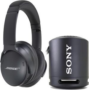Bose QuietComfort Wireless Over-Ear Active Noise Canceling Headphones (Black) with Sony SRSXB13/B Extra Bass Portable Waterproof Speaker (Black)