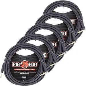 PigHog Cables Tour Grade 18.5ft 1/4"-1/4" Cables - Straight to Right Angle- 5 Count
