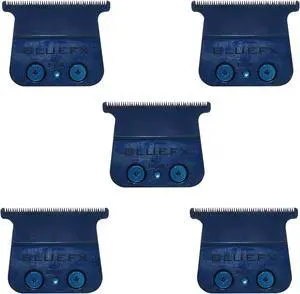 BaByliss Pro Blue DLC/Titanium Standard-Tooth Trimmer Blade #FX707BL -5 Count